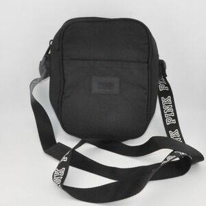 PINK Victoria's Secret Crossbody Bag Small Black Excellent Logo Strap Sporty
